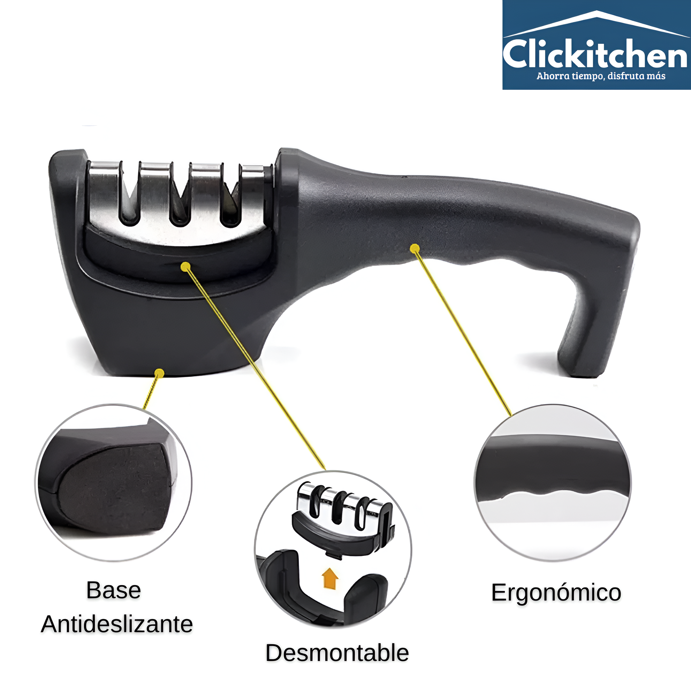 Afilador de Cuchillos Ergonómico 3 en 1
