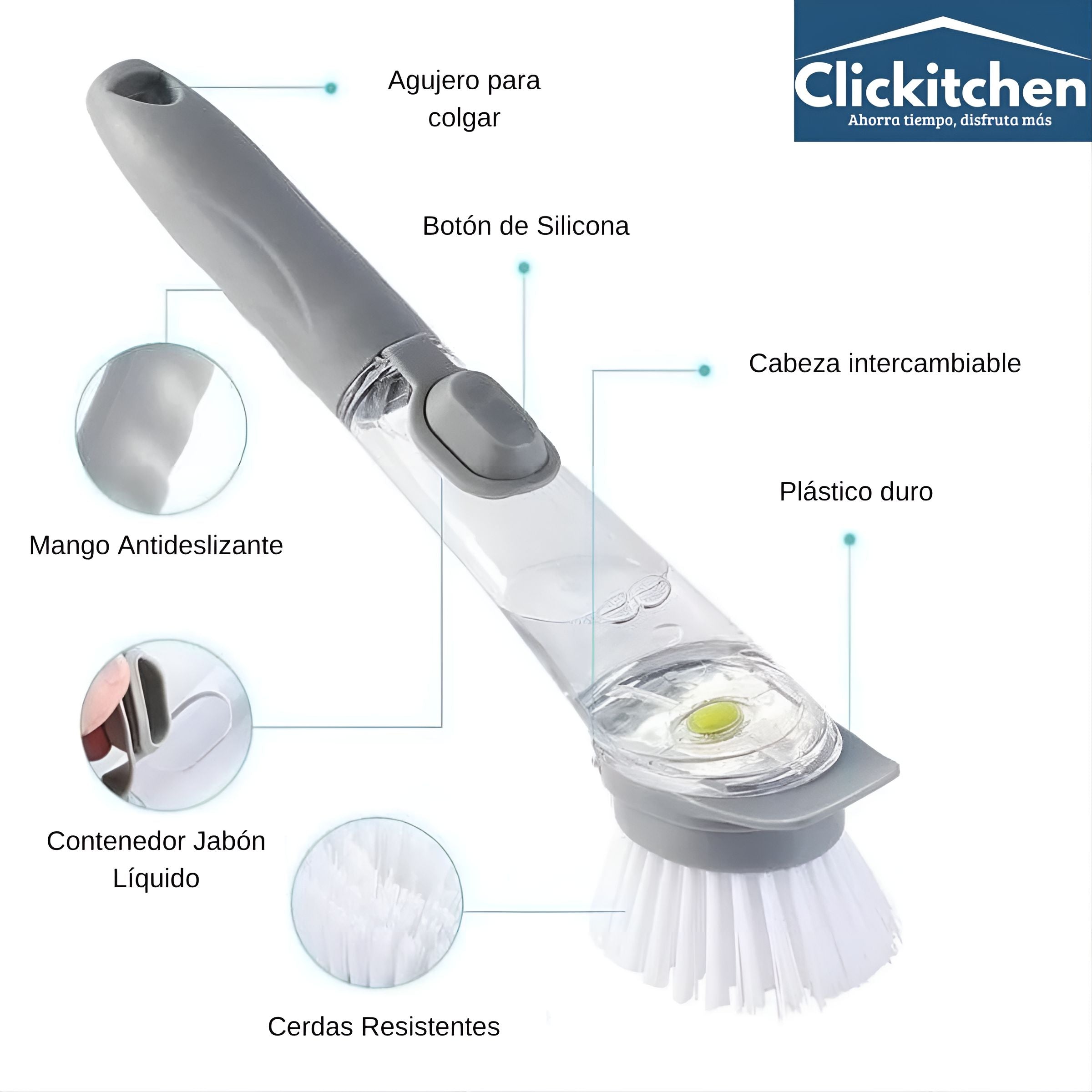 Cepillo Lavaplatos con Dispensador de Jabón